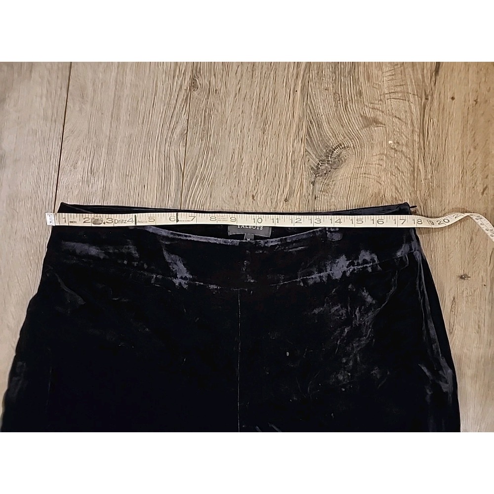 Talbots velvet pants black stretch Side Zip Wide Leg Size 14 - Picture 6 of 10